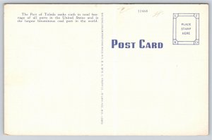 Toledo Ohio~Air View Coal & Iron Ore Loading Docks~Vintage Linen Postcard