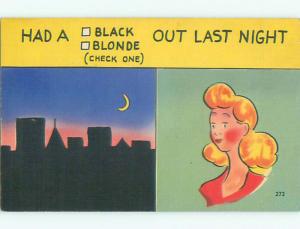 Pre-Linen risque PRETTY BLONDE GIRL - HAD A BLONDE OUT LAST NIGHT k3683