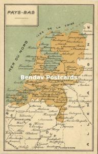 Netherlands, MAP Postcard, Pays-Bas (1910s)