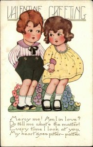 Whitney Valentine's Day Adorable Little Boy and Girl c1910 Vintage Postcard