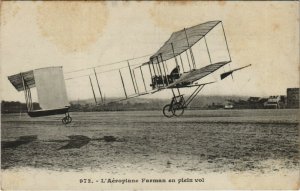 PC AVIATION, L'AÃROPLANE FARMAN EN PLEIN VOL, Vintage Postcard (b38189)