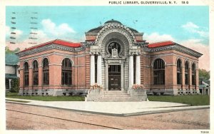 Vintage Postcard 1941 Public Library Building Landmark Gloversville New York NY