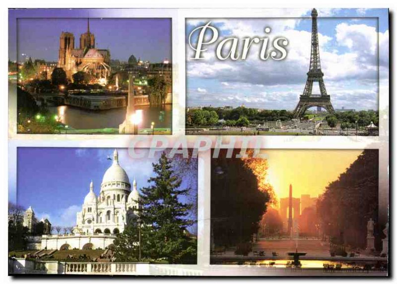 Postcard Modern Marvels Paris and Notre Dame de Paris Eiffel Tower the Basili...