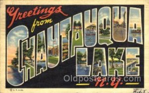 Greetings From Chautauqua lake, New York, USA Large Letter Town 1939 light co...