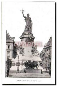 Old Postcard Paris Statue of Lion The Republic