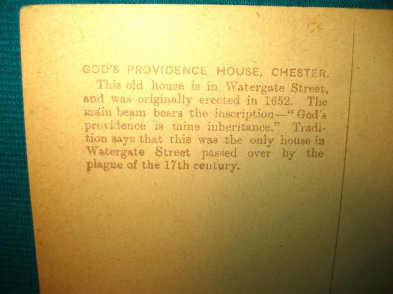 1907-15 God's Providence House Chester Black Plague 1652 Watergate St. Postcard