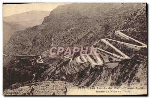 Old Postcard The laces of the Col de Braus Route de Nice in Italy
