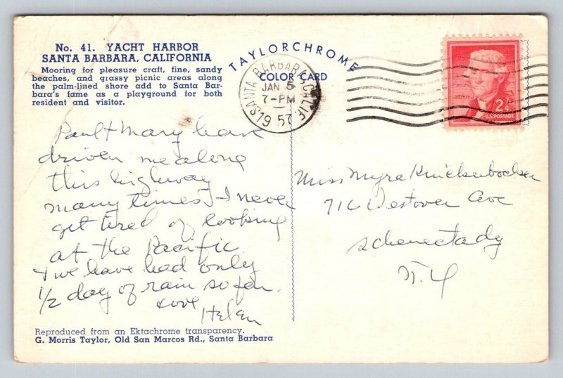 1957  Santa Barbara  California  Postcard