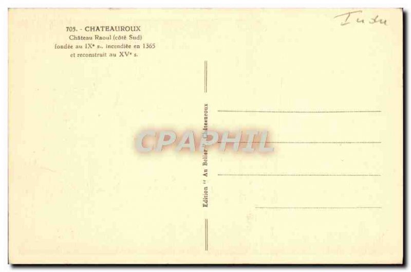 Old Postcard Chateauroux Chateau Raoul