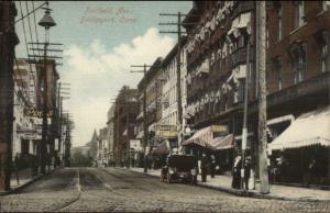 Bridgeport CT Fairfield Ave Cars & Stores c1910 Postcard