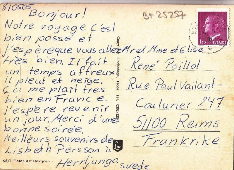 BF25257 halsning frangerrcjunga car sweden  front/back image