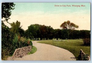 Winnipeg Manitoba Canada Postcard Drive City Park Exterior 1910 Vintage Antique