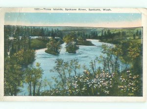 W-border RIVER SCENE Spokane Washington WA AE6490