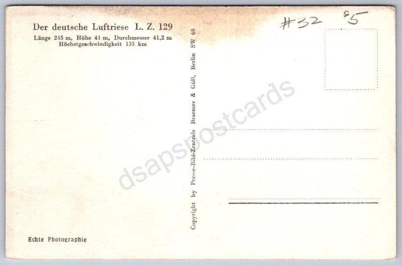 K41/ Foreign RPPC Postcard c1930 Zeppelin Blimp People 235