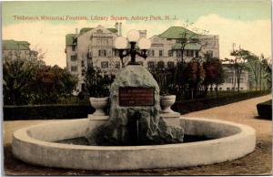 Tenbroeck Memorial Fountain, Library Square, Asbury Park NJ Vintage Postcard L16