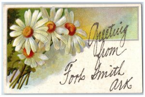 Fort Smith Arkansas AR Postcard Greetings Flower Glitter Embossed Flowers c1910