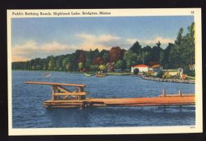 Pretty Bridgton, Maine/ME Postcard, Public Bathing Beach