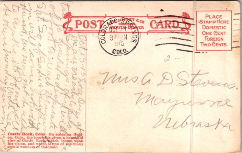 Castle Rock Colorado CO Train & Rock Postcard