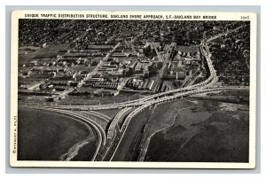 Vintage 1940's Postcard Aerial View Oakland Shore & Bay Bridge San Francisco CA