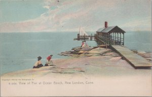 Postcard View of Pier Ocean Beach   New London CT