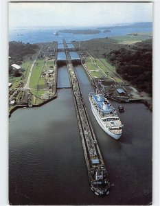 Postcard Gatun Locks of the Panama Canal with Regency Cruises, Panama