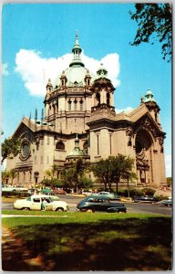 1959 Cathedral Saint Paul Romanesque Architecture Cars Building Posted Postcard