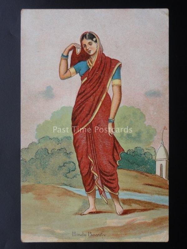 India HINDU BEAUTY in Sari - Old Postcard