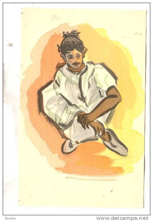 Artist Signed, Jeune Maure assis par Guy Fabre, Black man crouching down, 00-10s
