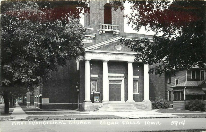 RPPC Postcard; First Evangelical Church, Cedar Falls IA Black Hawk County 5914