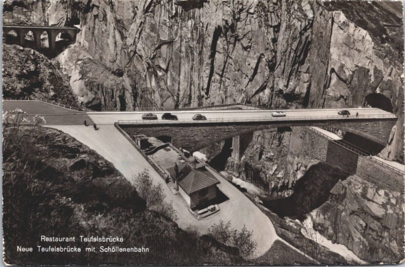 Switzerland Restaurant Teufelsbrücke Gotthardstrasse Vintage RPPC 03.84