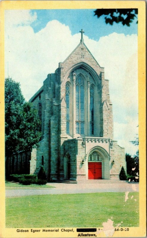 Allentown Pennsylvania Gideon Egner Memorial Chapel Vintage Postcard