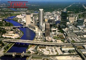 Florida Tampa Aerial Panoramic View Of The Skyline 1991