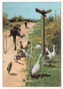 Hoola Hula Hoop Farm Game Disaster Boy Falls Poster Postcard