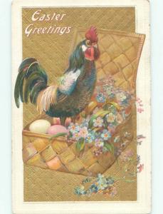 Pre-Linen Easter HUMANIZE CHICKEN SITTING IN EGG BASKET AB4175