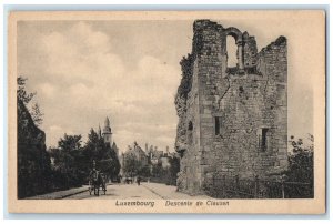 c1920's Tower Ruins Descent of Clausen Luxembourg Antique Unposted Postcard