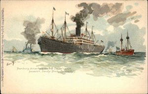 Hamburg America Line Steamer Steamship Pennsylvania Sandy Hook England c1905 PC