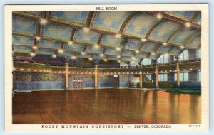 ROCKY MOUNTAIN CONSISTORY, Denver Colorado CO ~ BALLROOM Interior 1940s Postcard