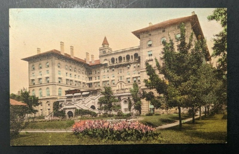 Mint Vintage The Antlers Hotel Colorado Springs CO Hand Colored Postcard