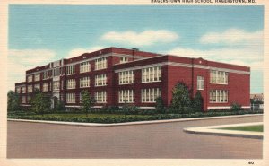 Vintage Postcard 1920's View of Hagerstown High School Building Maryland MD