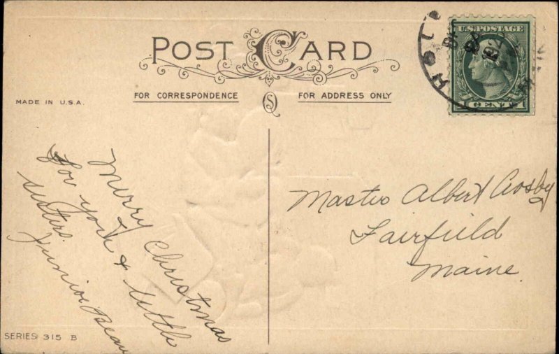 STECHER CHRISTMAS Little Girl Teddy Bear Building Blocks STECHER Postcard