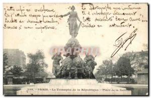 Paris Old Postcard The Triumph of the Republic Square of the Nation lions