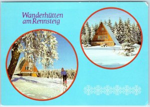 c1970s Rennsteig Germany Wanderhutten Ski Lodge Winter Snow Scene Chrome 4x6 M26