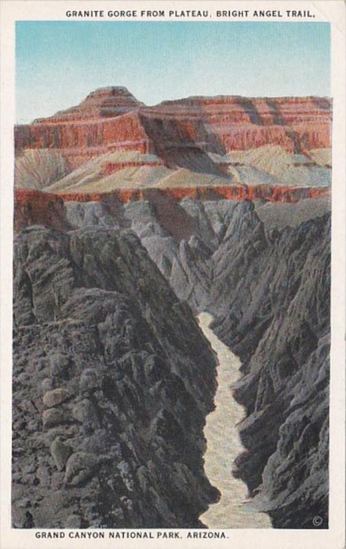 Arizona Grand Canyon Granite Gorge From PLateau Bright Angel Trail Curteich