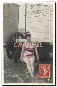 Old Postcard Fantasy Swimsuit Woman