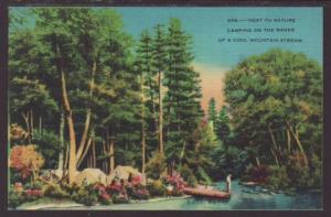 Camping on the Banks of  a Cool Mountain Stream Postcard 