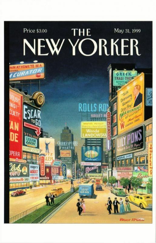 Lost Times Square by Bruce McCall on 1999 New Yorker Magazine Postcard