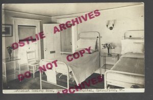 Springfield VERMONT RPPC c1916 INTERIOR HOSPITAL Methodist Society Room BEDS VT