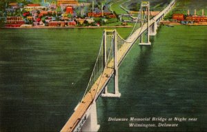 Delaware Wilmington Delaware Memorial Bridge At Night