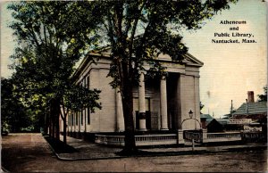 Atheneum and Public Library, Nantucket MA c1918 Vintage Postcard X49