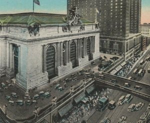 c1920 Birds eye view Grand Central Train Depot Commodore Hotel New York City E46 